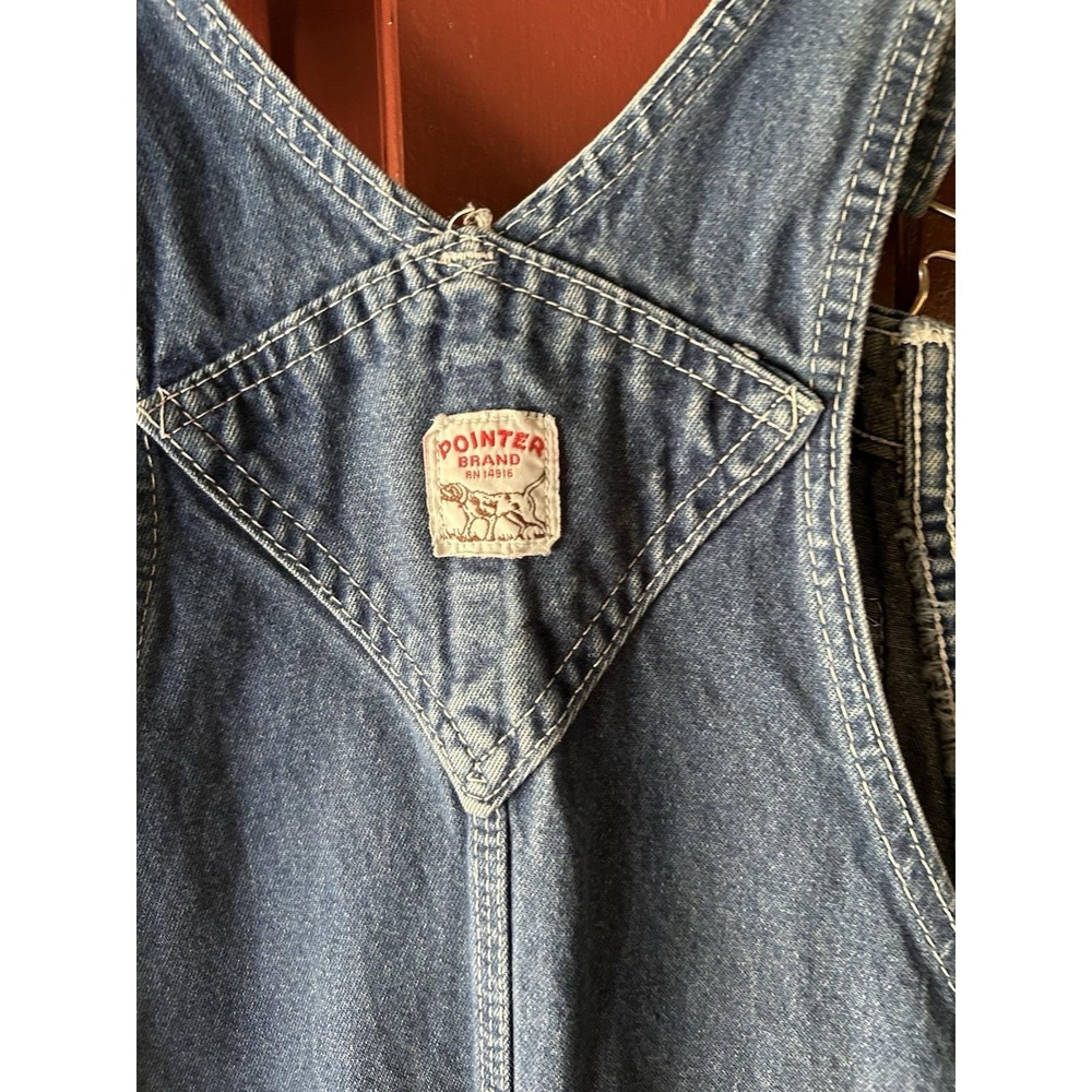 Vintage Pointer Brand Denim Overall Workwear USA Size W34 L36 Men 90s Worn - Picture 10 of 11
